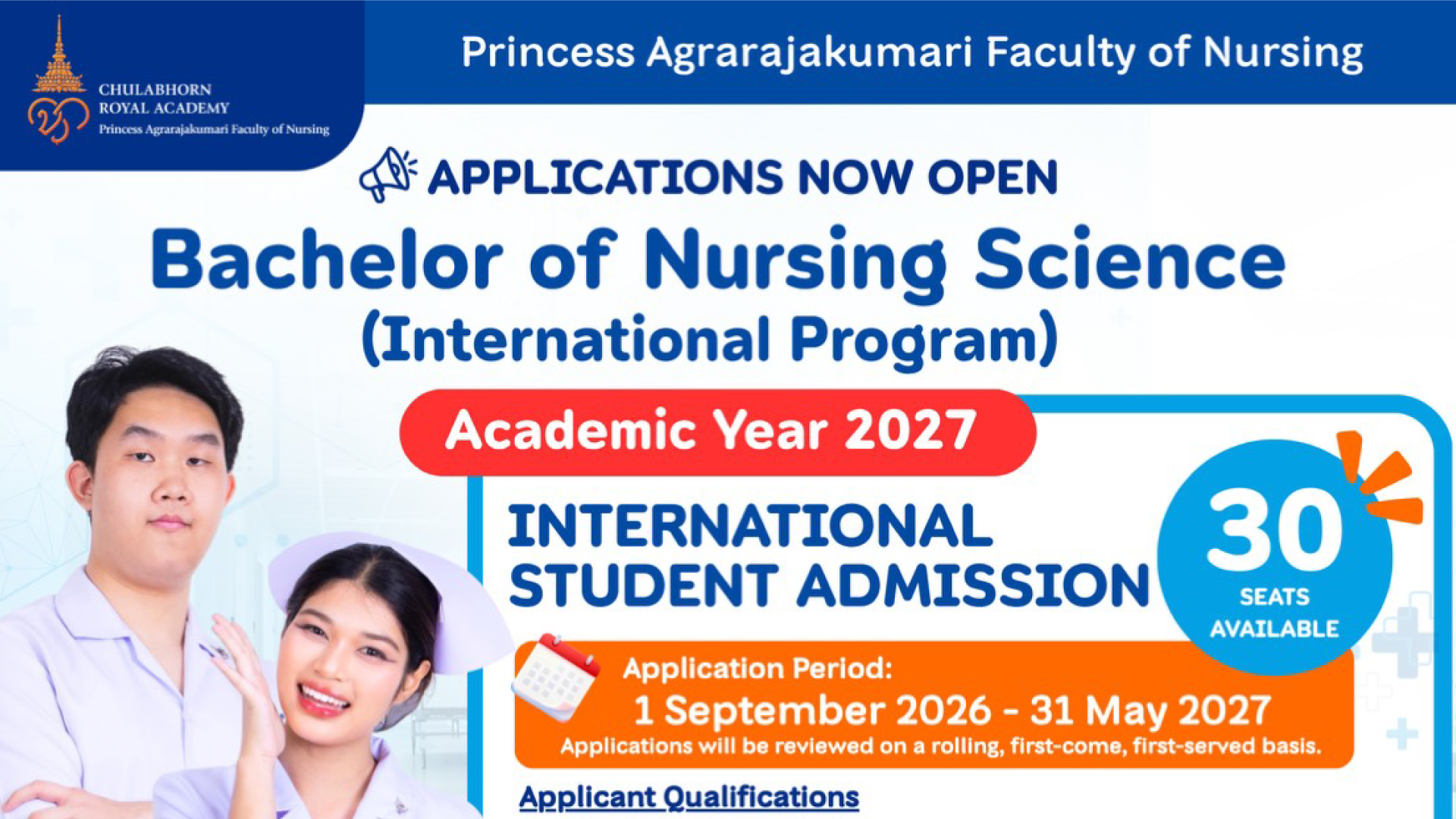 Now accepting international applications for the Bachelor of Nursing Science